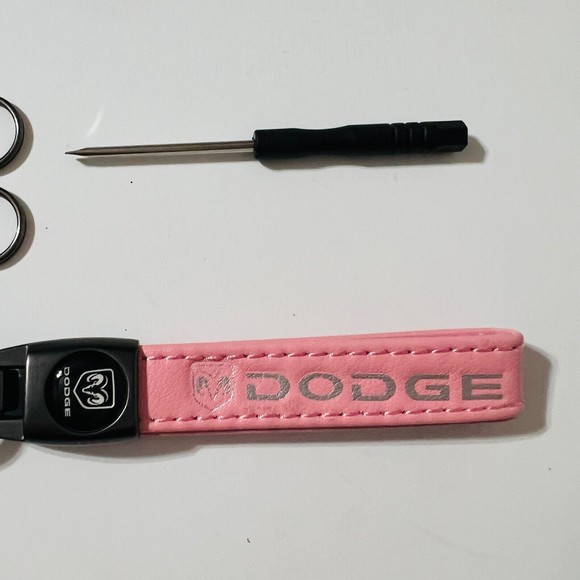 Dodge Ram Truck Pickup Pink Leather Keychain Lanyard Horseshoe Buckle New - Picture 3 of 4